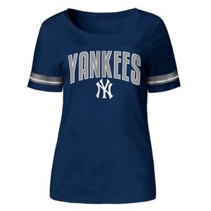 MLB New York Yankees Pinstripe Navy Blue Women's T-Shirt